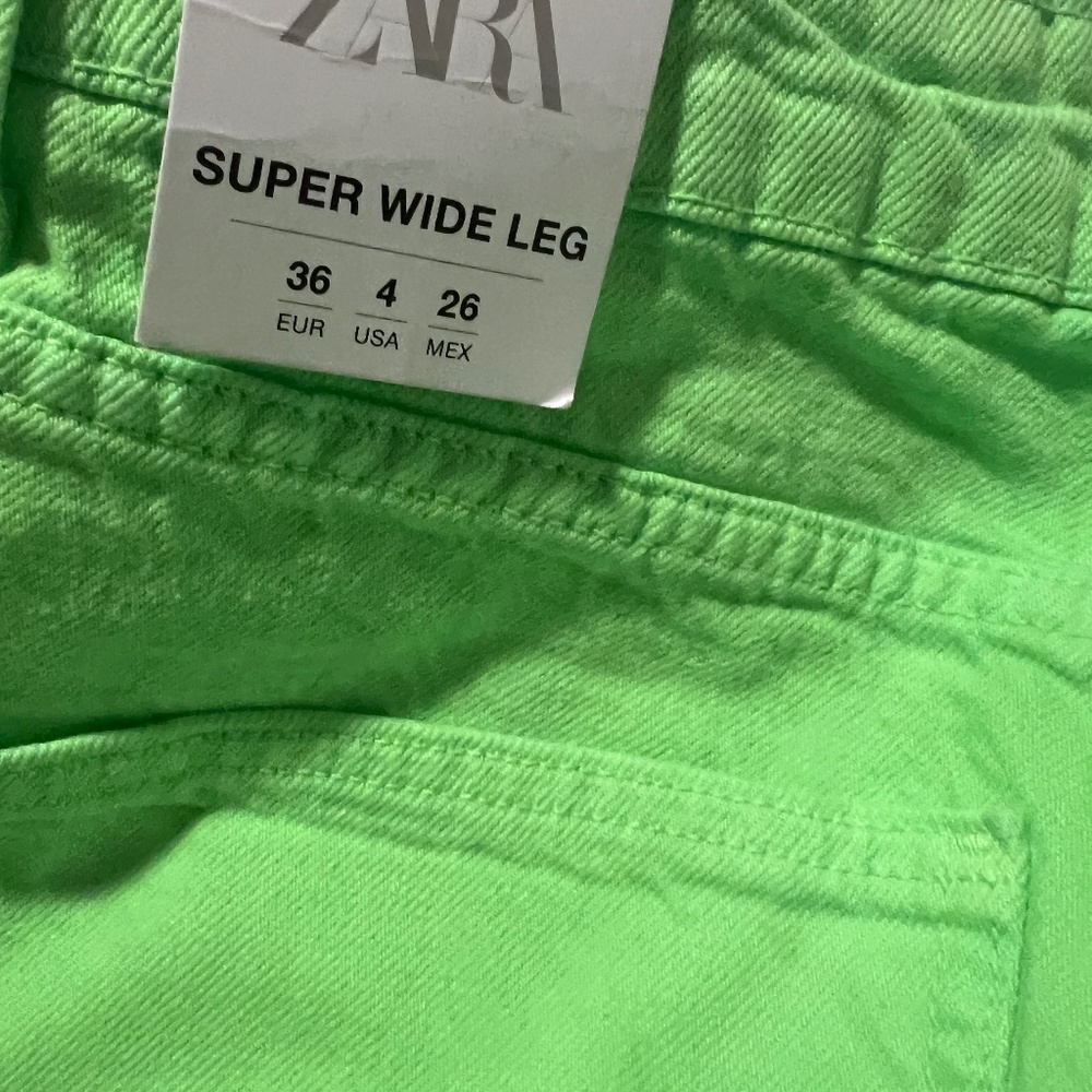 Brand New Zara neon green denim jeans